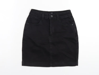 Missguided Womens Black Cotton Straight & Pencil Skirt Size 6 Zip