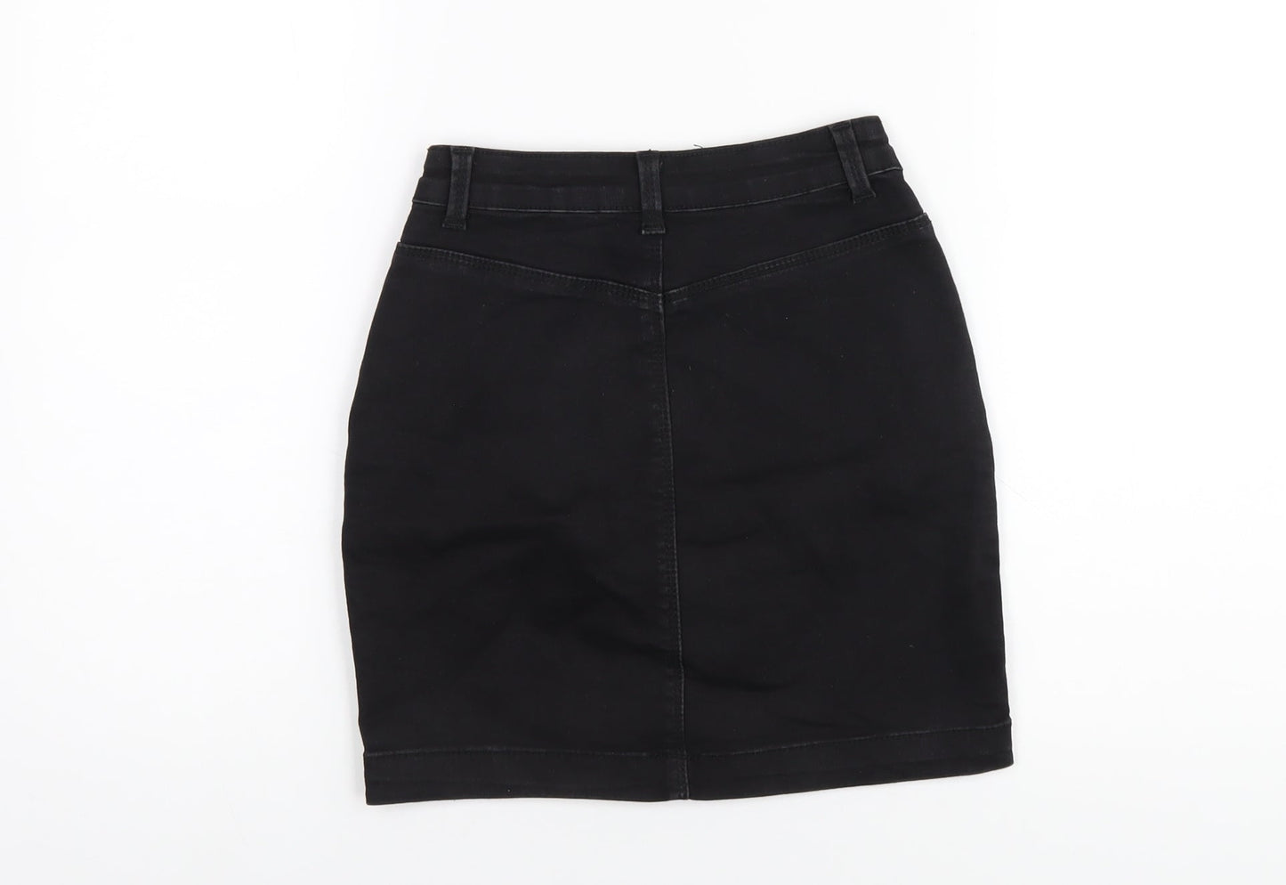 Missguided Womens Black Cotton Straight & Pencil Skirt Size 6 Zip