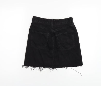 H&M Womens Black Cotton A-Line Skirt Size 6 Zip