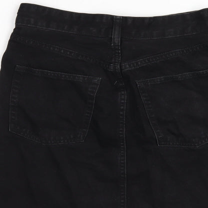 H&M Womens Black Cotton A-Line Skirt Size 6 Zip