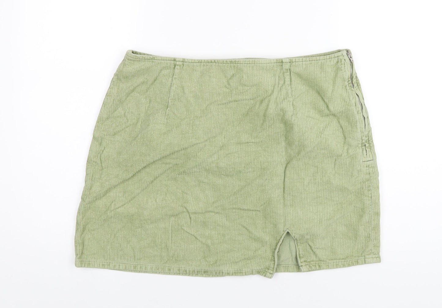 ASOS Womens Green Cotton A-Line Skirt Size 16 Zip