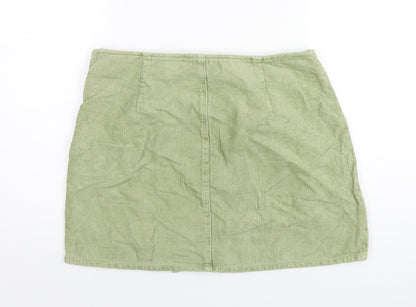 ASOS Womens Green Cotton A-Line Skirt Size 16 Zip