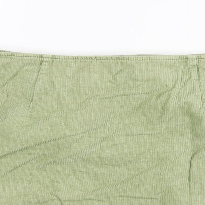ASOS Womens Green Cotton A-Line Skirt Size 16 Zip