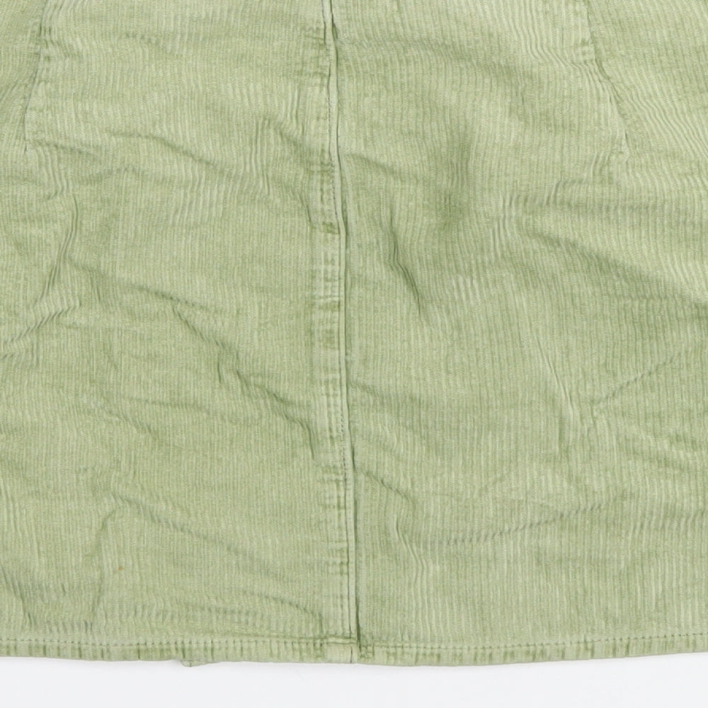ASOS Womens Green Cotton A-Line Skirt Size 16 Zip