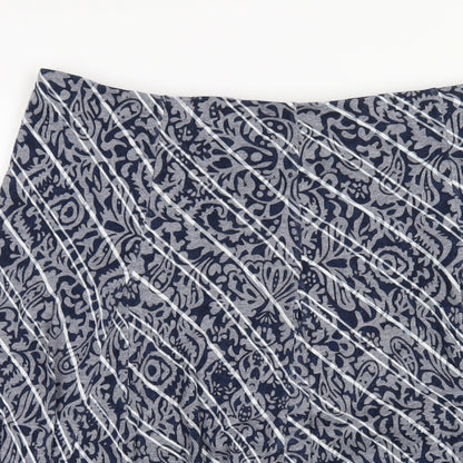 Classic Womens Blue Geometric Polyester A-Line Skirt Size 16