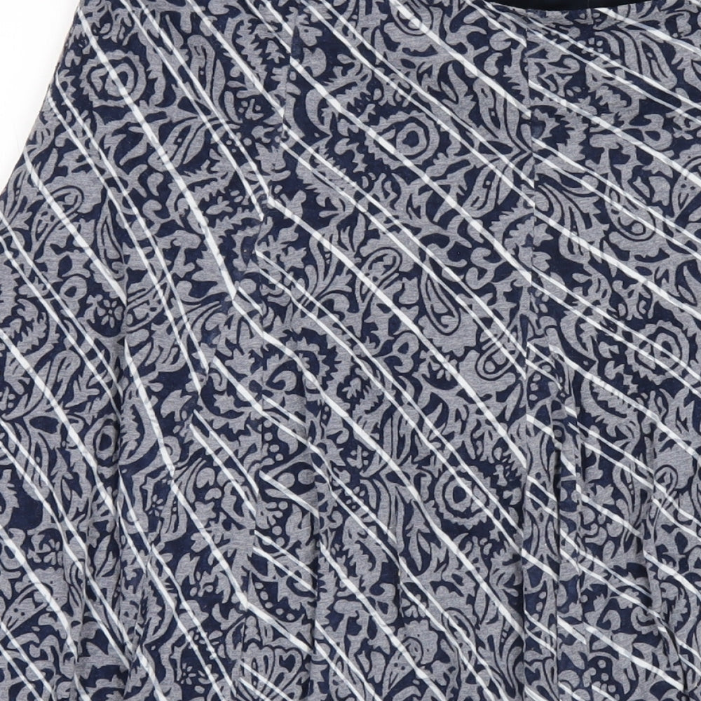 Classic Womens Blue Geometric Polyester A-Line Skirt Size 16