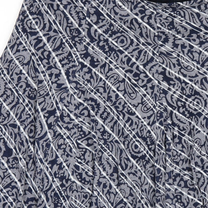 Classic Womens Blue Geometric Polyester A-Line Skirt Size 16