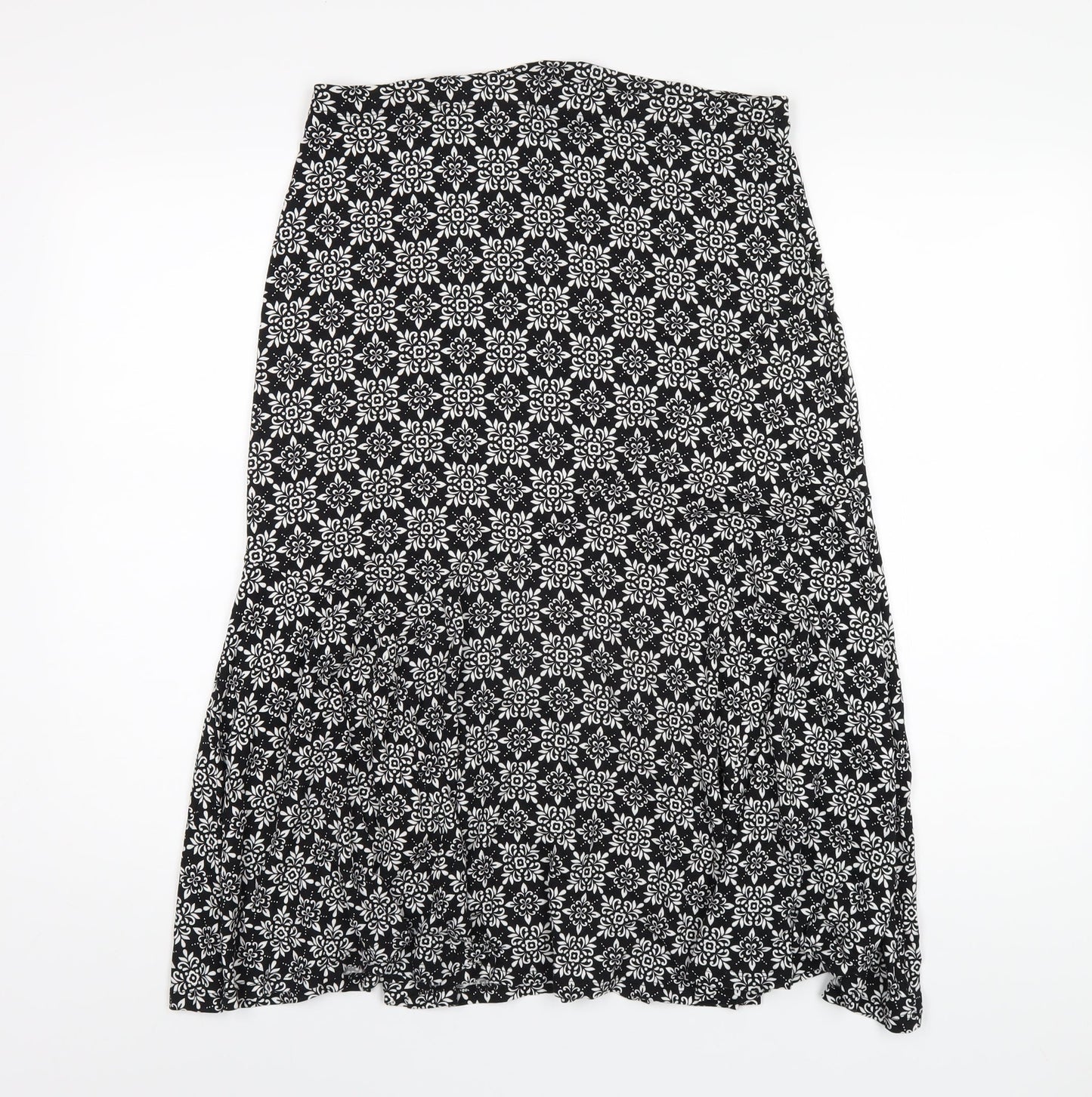 M&Co Womens Black Geometric Viscose A-Line Skirt Size 12