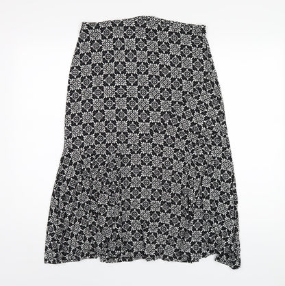 M&Co Womens Black Geometric Viscose A-Line Skirt Size 12
