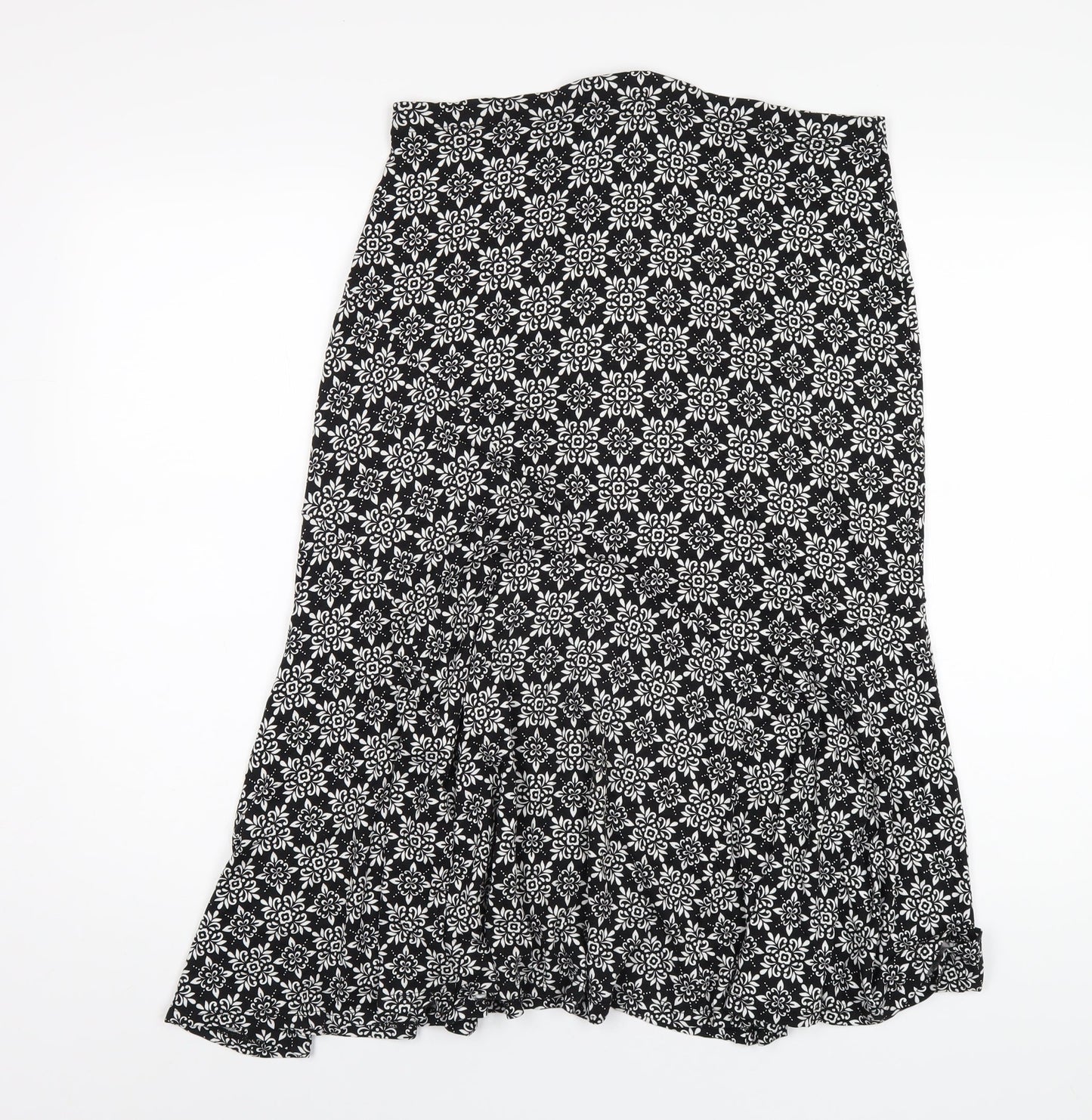 M&Co Womens Black Geometric Viscose A-Line Skirt Size 12