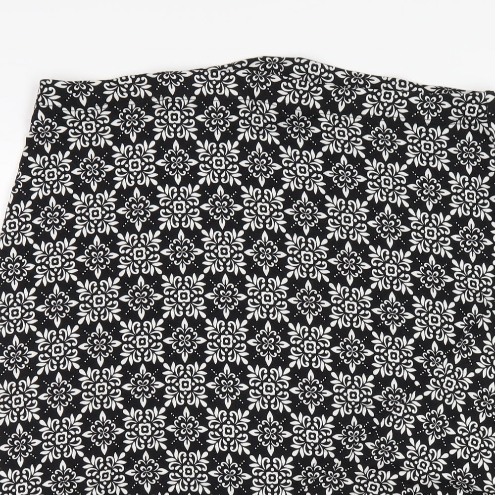 M&Co Womens Black Geometric Viscose A-Line Skirt Size 12