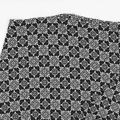 M&Co Womens Black Geometric Viscose A-Line Skirt Size 12