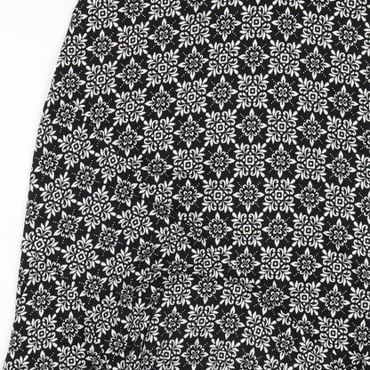 M&Co Womens Black Geometric Viscose A-Line Skirt Size 12
