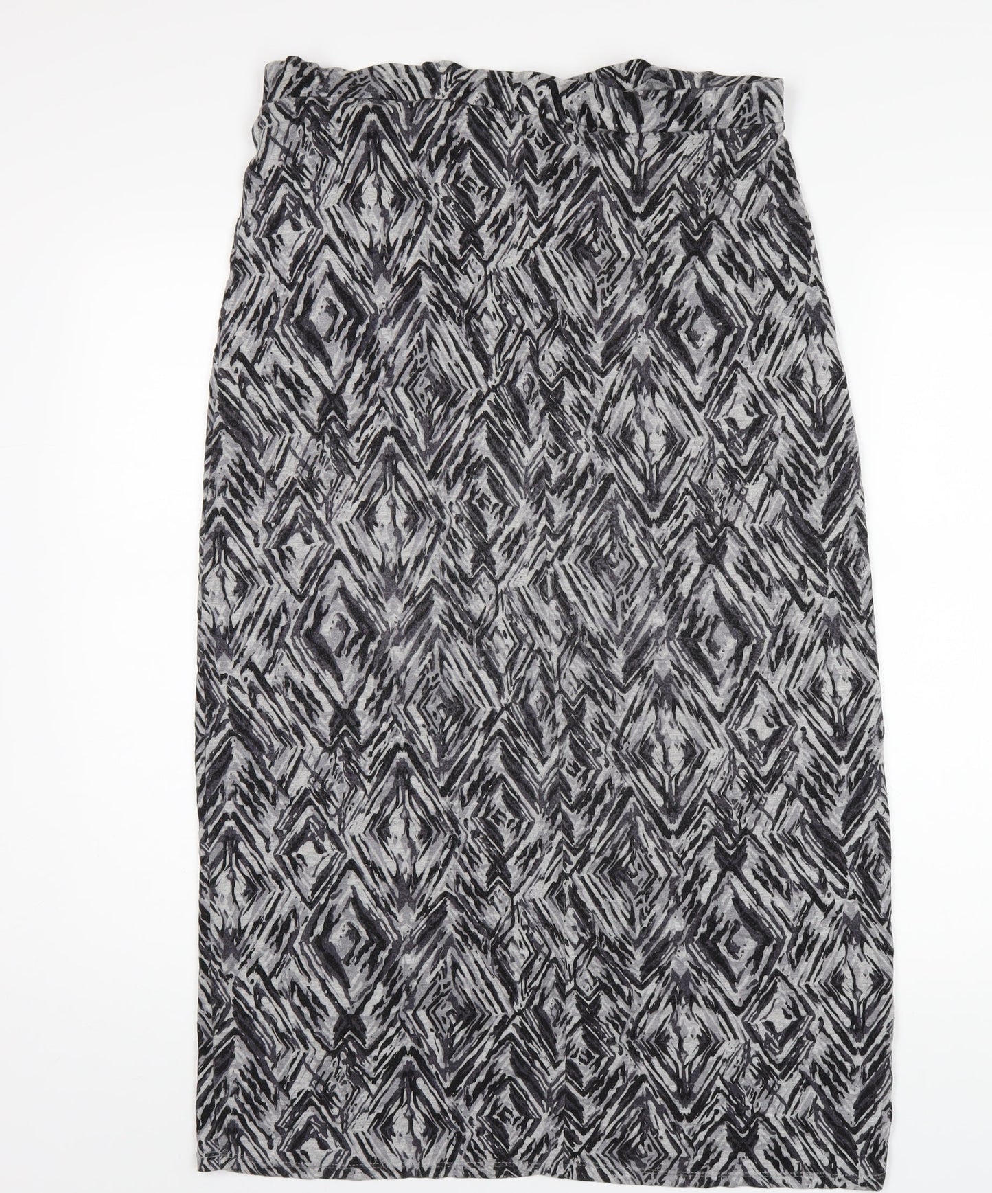 Bonmarché Womens Grey Geometric Viscose Straight & Pencil Skirt Size 12