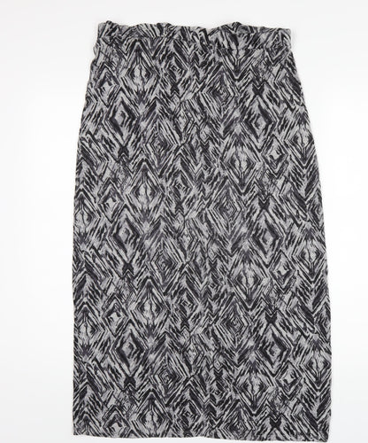 Bonmarché Womens Grey Geometric Viscose Straight & Pencil Skirt Size 12