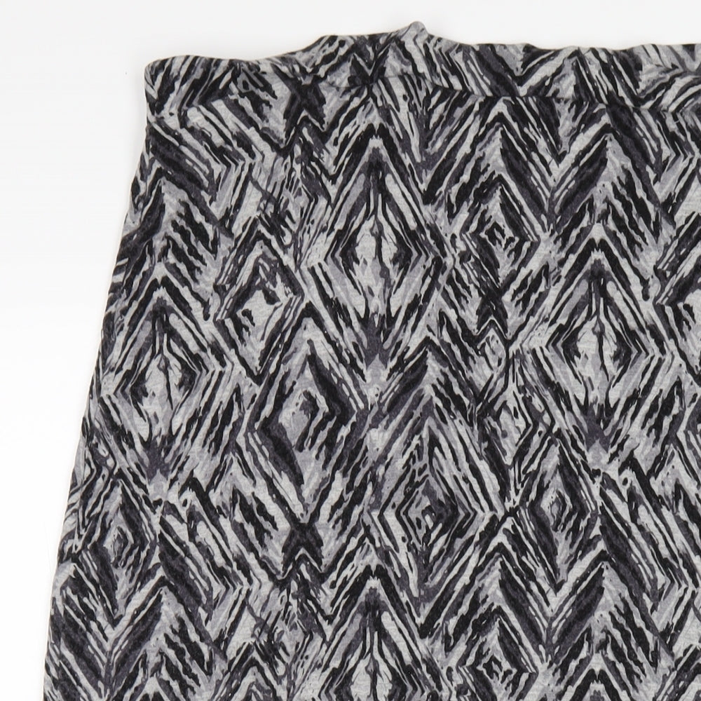 Bonmarché Womens Grey Geometric Viscose Straight & Pencil Skirt Size 12