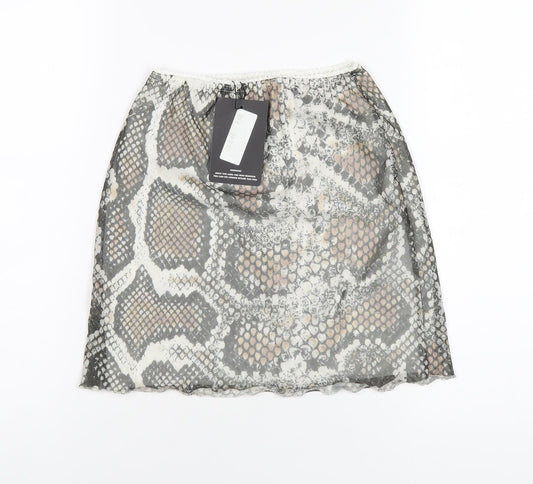 PRETTYLITTLETHING Womens Multicoloured Animal Print Polyester Mini Skirt Size 8 - Snake Print