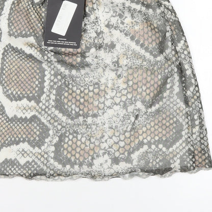 PRETTYLITTLETHING Womens Multicoloured Animal Print Polyester Mini Skirt Size 8 - Snake Print