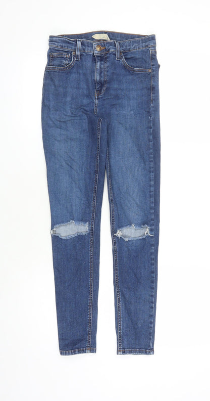 Topshop Womens Blue Cotton Skinny Jeans Size 26 in L27 in Regular Zip - Pockets