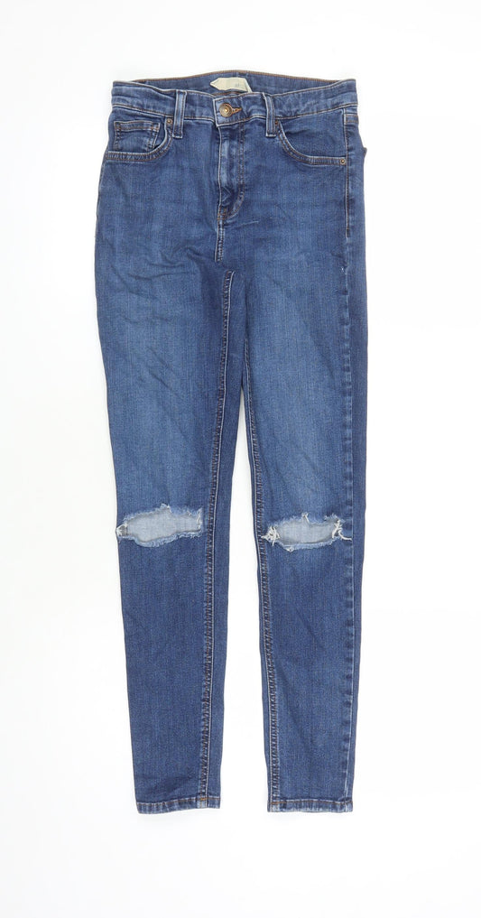 Topshop Womens Blue Cotton Skinny Jeans Size 26 in L27 in Regular Zip - Pockets