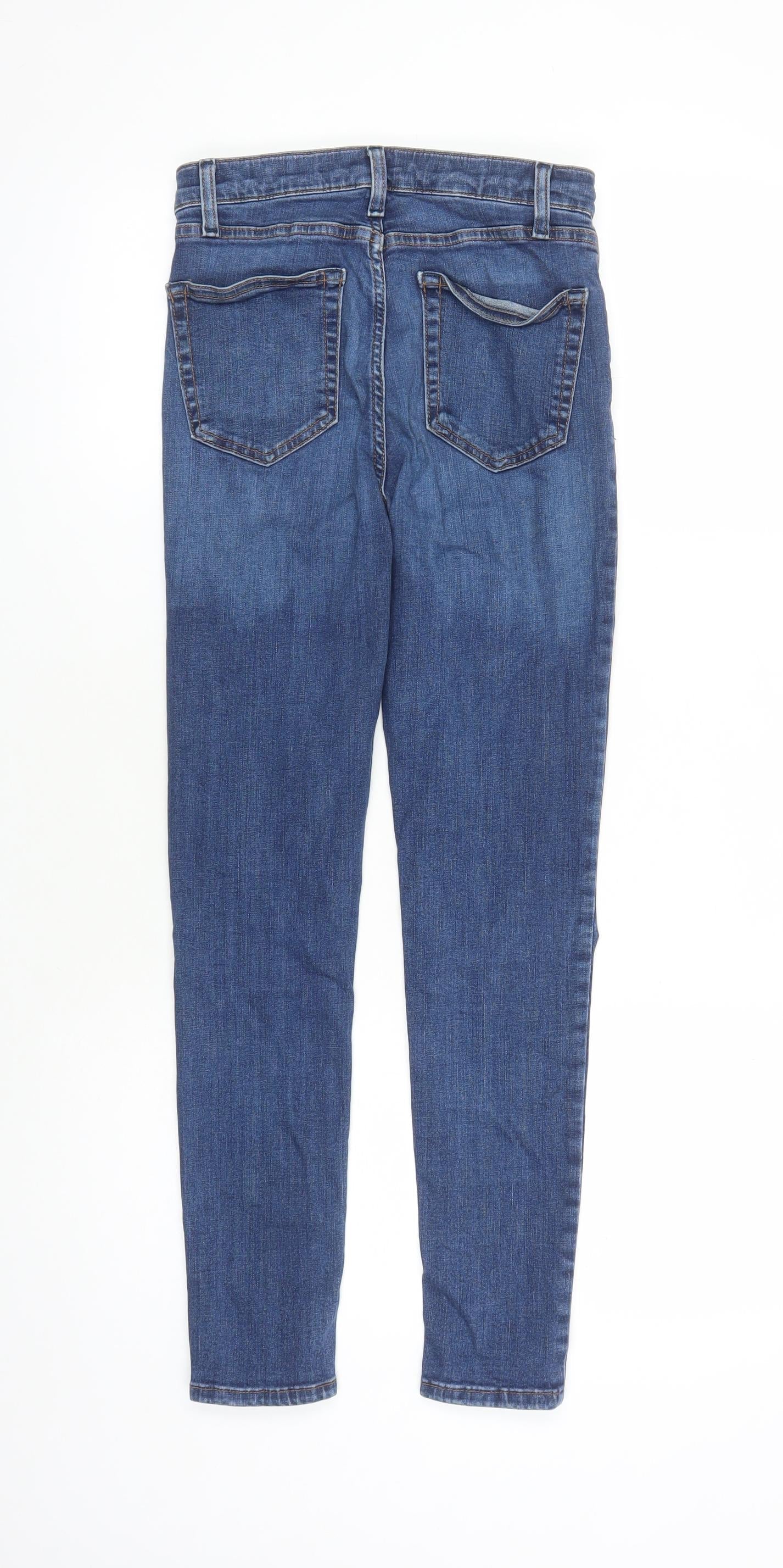 Topshop Womens Blue Cotton Skinny Jeans Size 26 in L27 in Regular Zip - Pockets