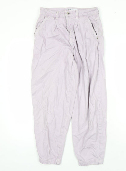 Zara Womens Purple Cotton Tapered Jeans Size 8 L24 in Regular Zip - Pockets