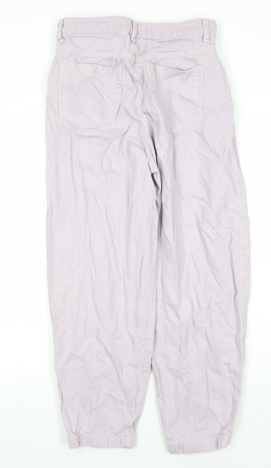 Zara Womens Purple Cotton Tapered Jeans Size 8 L24 in Regular Zip - Pockets