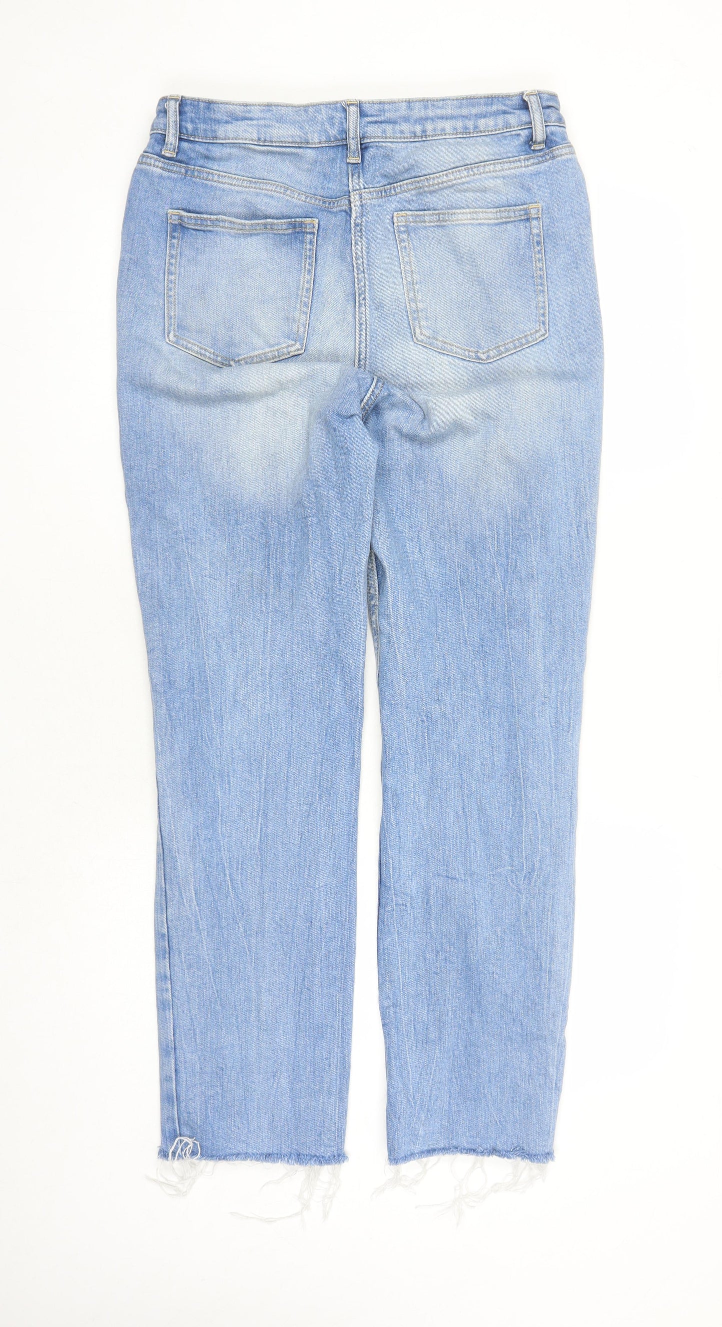 NEXT Womens Blue Cotton Straight Jeans Size 30 in L29 in Slim Zip - Raw Hems Pockets Next Size 13