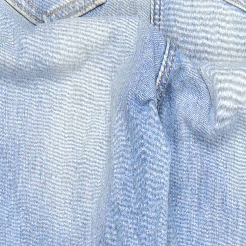 NEXT Womens Blue Cotton Straight Jeans Size 30 in L29 in Slim Zip - Raw Hems Pockets Next Size 13