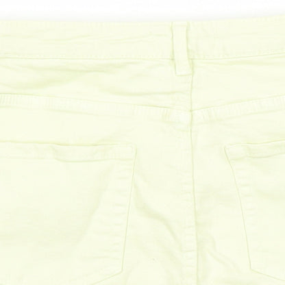 TRF Womens Yellow Cotton Mini Skirt Size 26 in Zip - Pockets Raw Hems