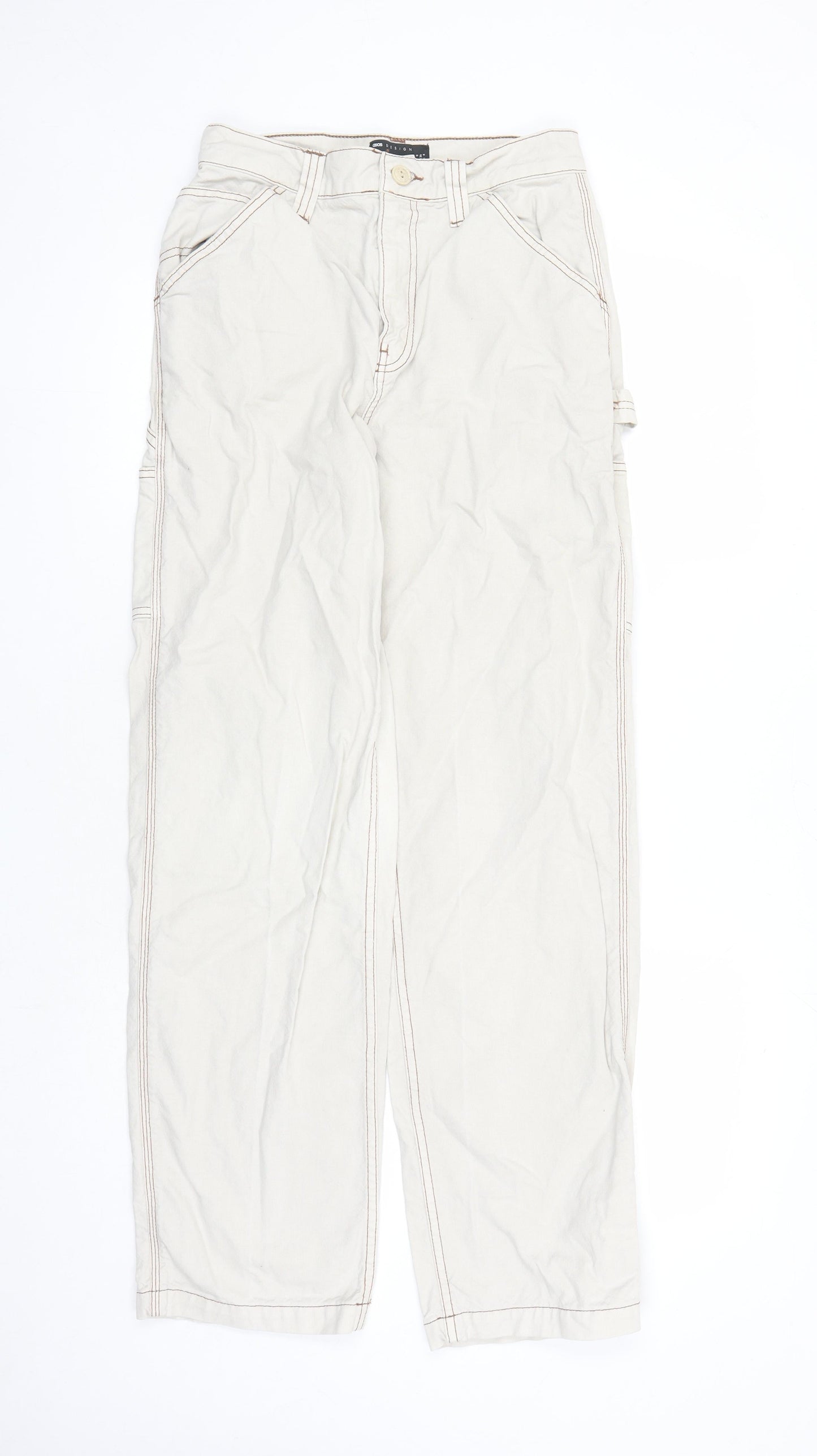 ASOS Womens Beige Cotton Straight Jeans Size 8 L31 in Regular Zip - Pockets