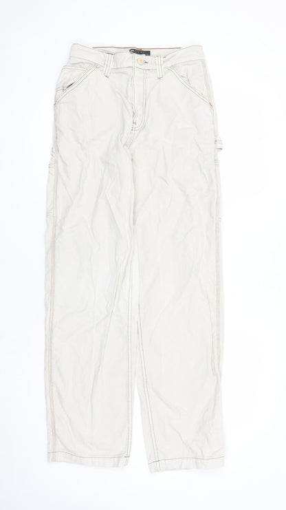 ASOS Womens Beige Cotton Straight Jeans Size 8 L31 in Regular Zip - Pockets