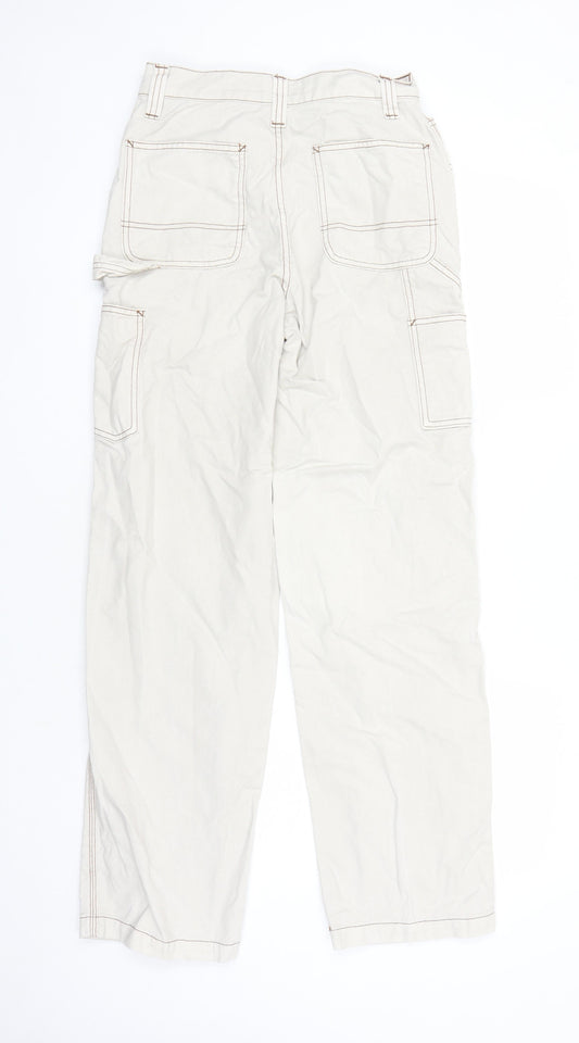 ASOS Womens Beige Cotton Straight Jeans Size 8 L31 in Regular Zip - Pockets