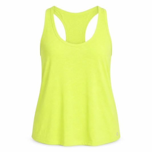 GOODMOVE Womens Green Geometric Polyester Basic Tank Size 16 Round Neck Pullover