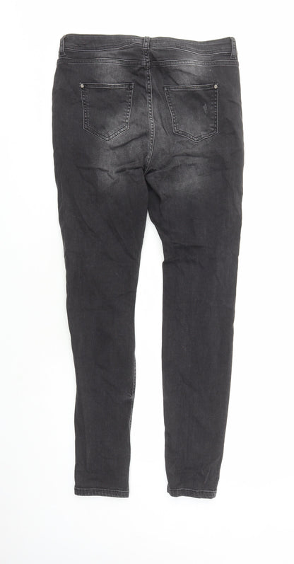 Missguided Womens Black Cotton Skinny Jeans Size 12 L29 in Regular Zip - po