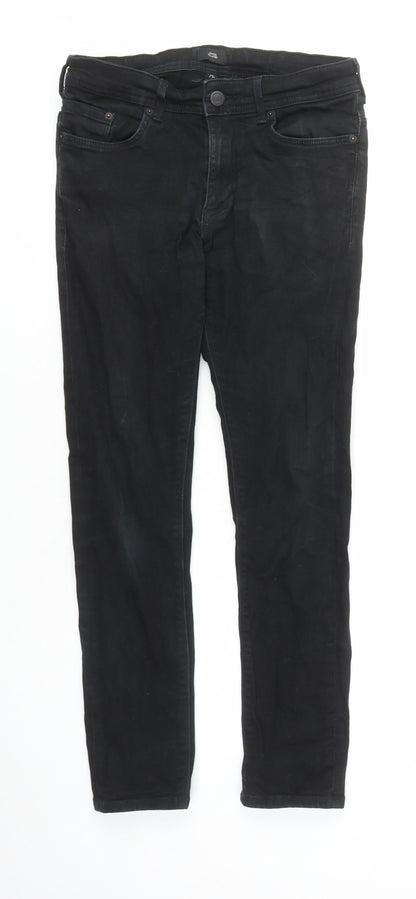 Mens UK Size 28 in River Island Regular Fit Straight Black Jeans
