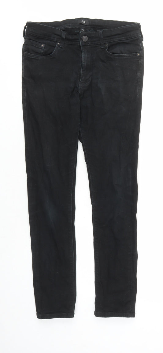 Mens UK Size 28 in River Island Regular Fit Straight Black Jeans