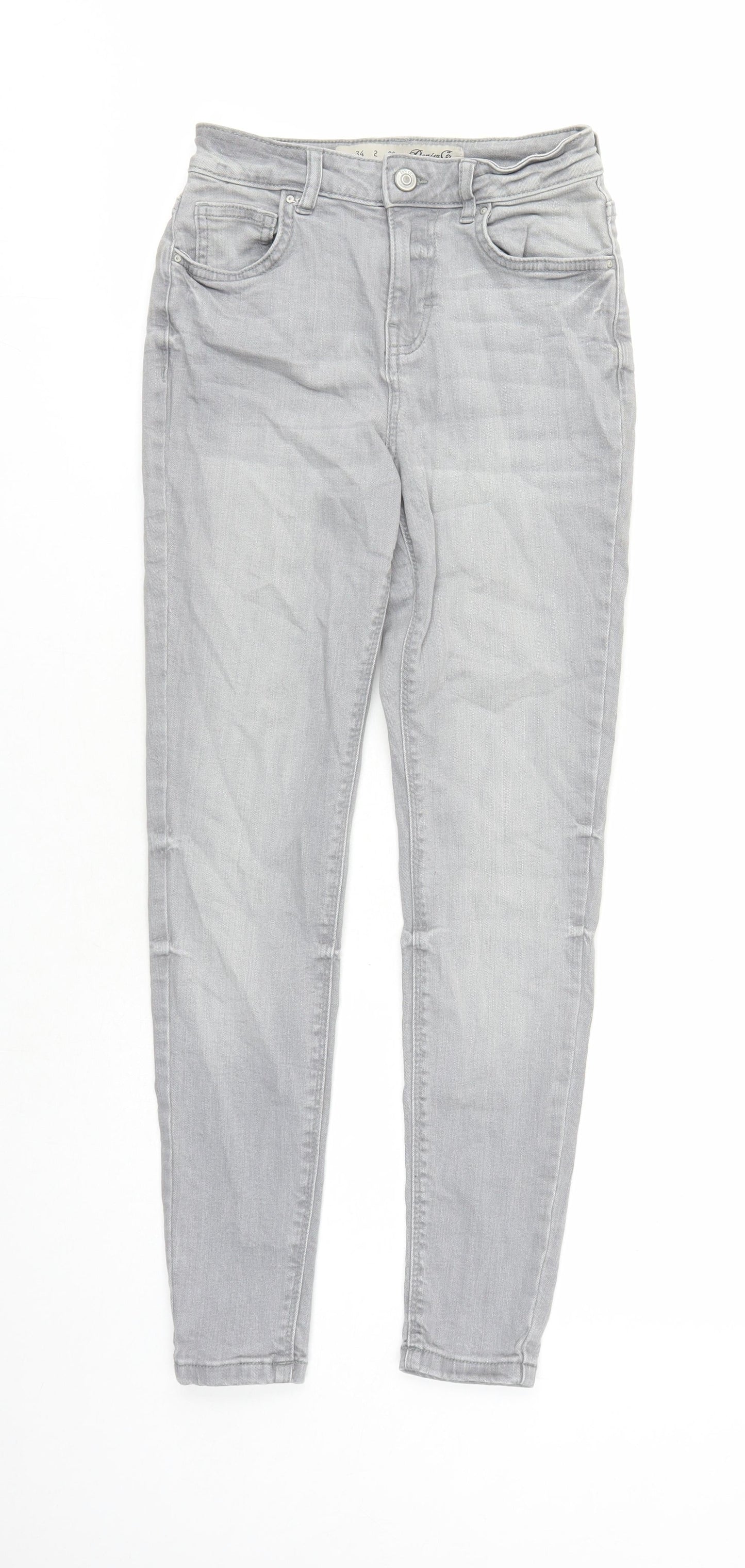 Denim & Co. Womens Grey Cotton Skinny Jeans Size 6 L27 in Regular Zip - Pockets