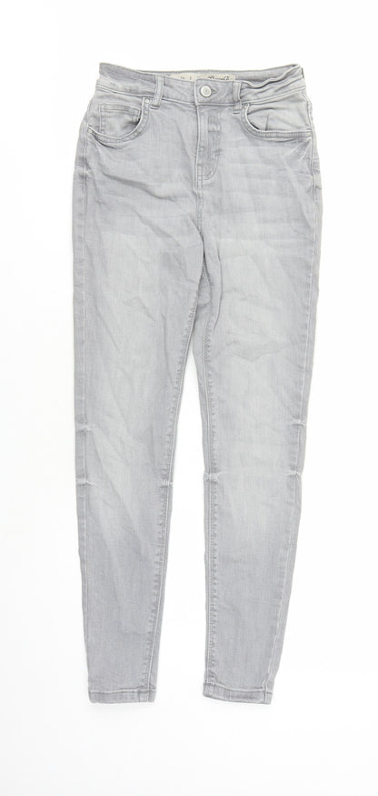 Denim & Co. Womens Grey Cotton Skinny Jeans Size 6 L27 in Regular Zip - Pockets