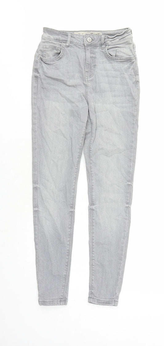 Denim & Co. Womens Grey Cotton Skinny Jeans Size 6 L27 in Regular Zip - Pockets