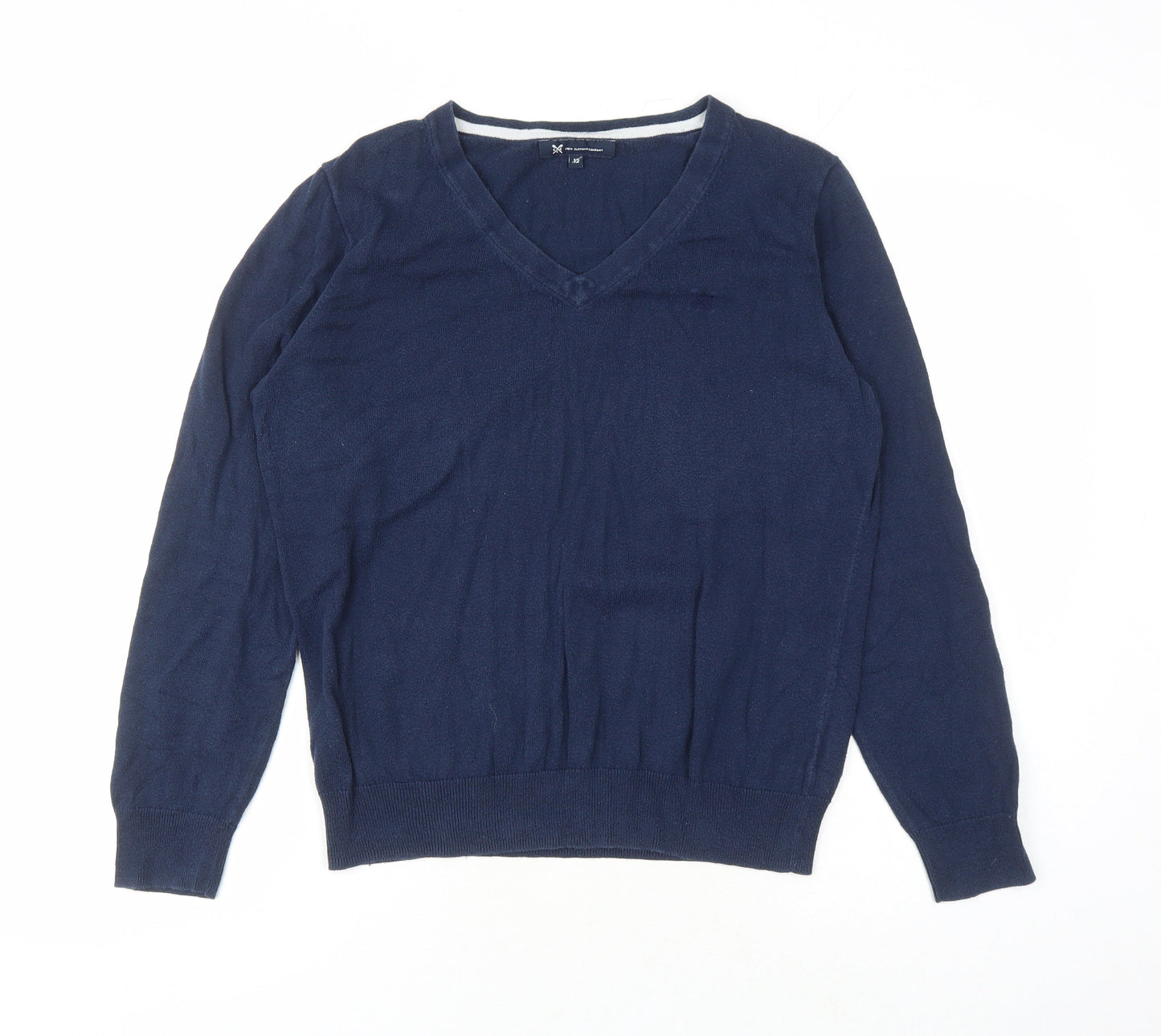 Crew Clothing Womens Blue V-Neck Cotton Pullover Jumper Size 12