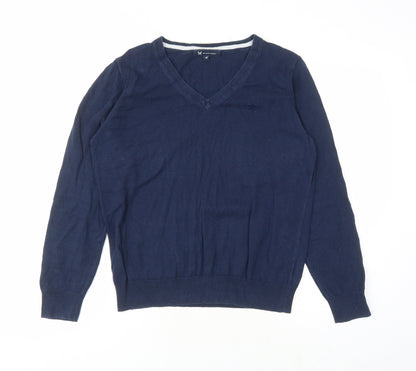 Crew Clothing Womens Blue V-Neck Cotton Pullover Jumper Size 12