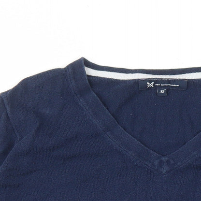 Crew Clothing Womens Blue V-Neck Cotton Pullover Jumper Size 12