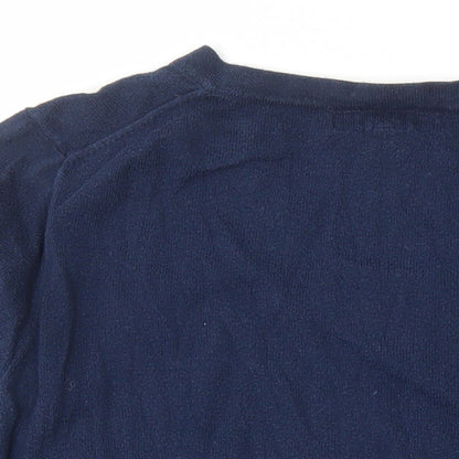Crew Clothing Womens Blue V-Neck Cotton Pullover Jumper Size 12