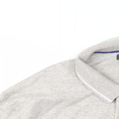 Marks and Spencer Mens Beige Collared Striped Cotton Pullover Jumper Size XL Long Sleeve