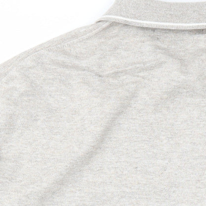 Marks and Spencer Mens Beige Collared Striped Cotton Pullover Jumper Size XL Long Sleeve