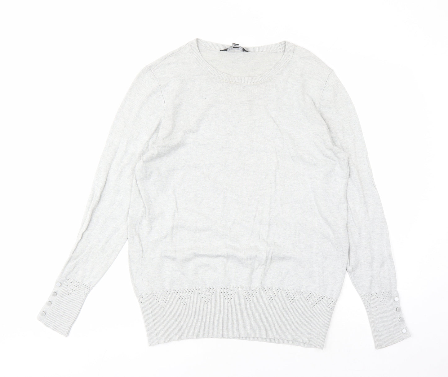 Dorothy Perkins Womens Grey Round Neck Viscose Pullover Jumper Size 16