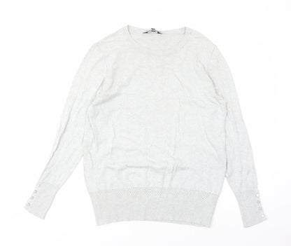 Dorothy Perkins Womens Grey Round Neck Viscose Pullover Jumper Size 16