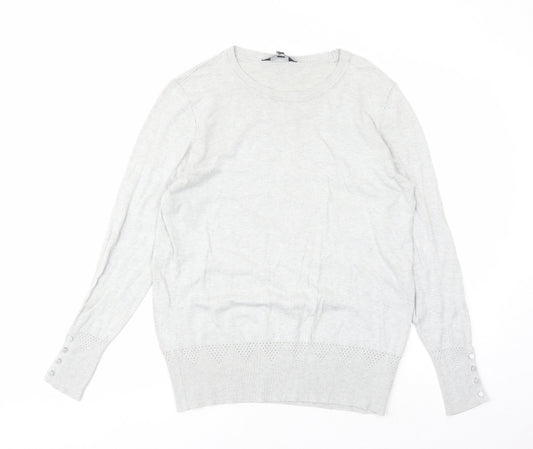 Dorothy Perkins Womens Grey Round Neck Viscose Pullover Jumper Size 16