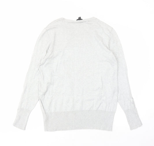 Dorothy Perkins Womens Grey Round Neck Viscose Pullover Jumper Size 16